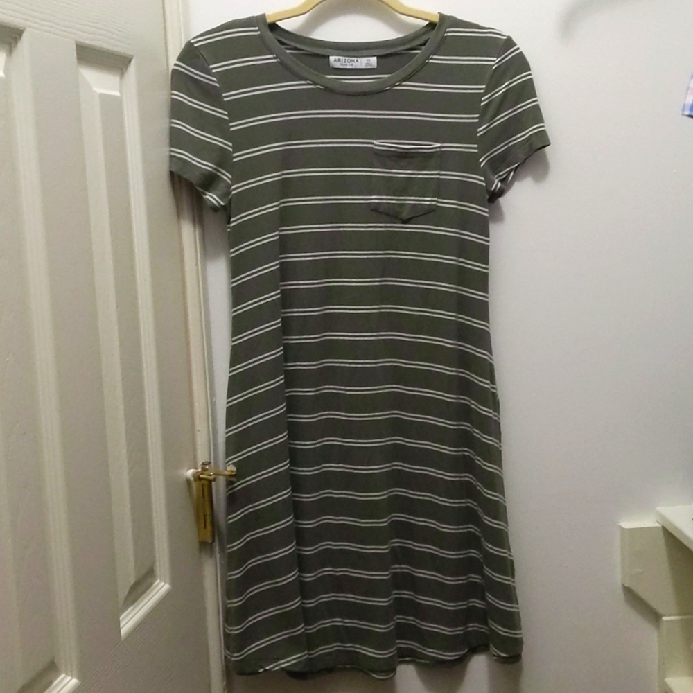 Women's JCPenney green and white striped casual dress